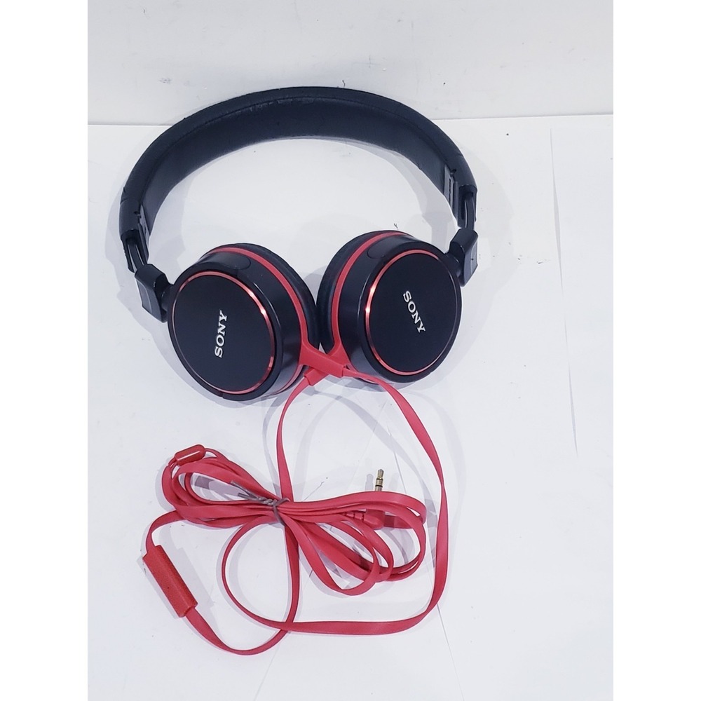 Sony MDR-ZX600 On-Ear Headphones Red Black Wired 3.5mm - Working